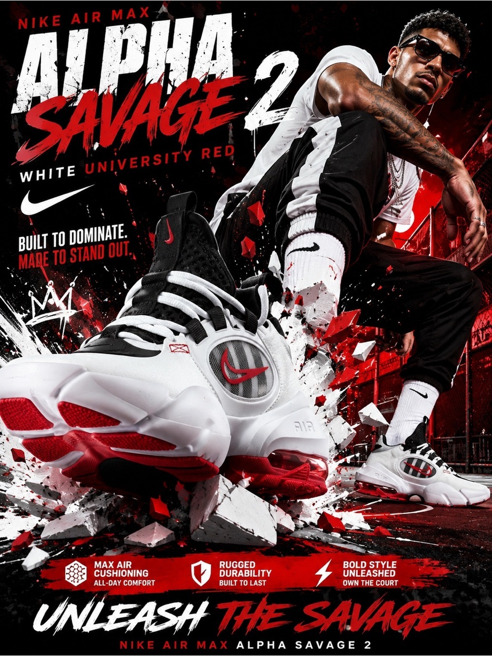 New!๐ฅNike Air Max Alpha Savage 2 shoes in the "White University Red" colorway!๐ฅ
